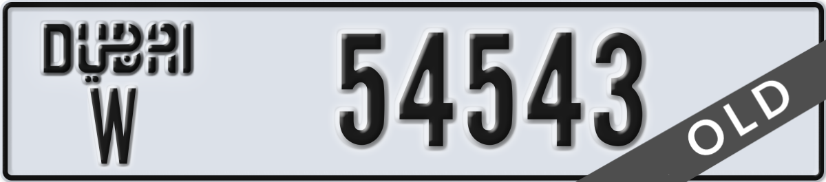 dubai License Plate Number 54543 Code W