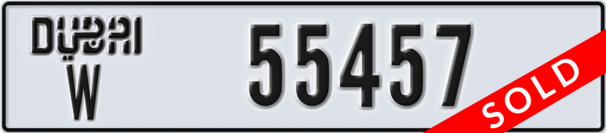 dubai License Plate Number 55457 Code W