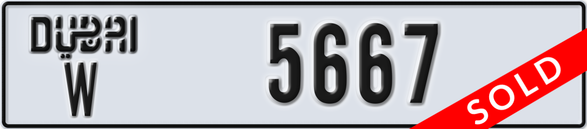 dubai License Plate Number 5667 Code W