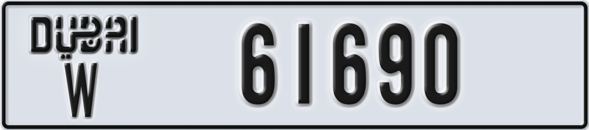 dubai License Plate Number 61690 Code W