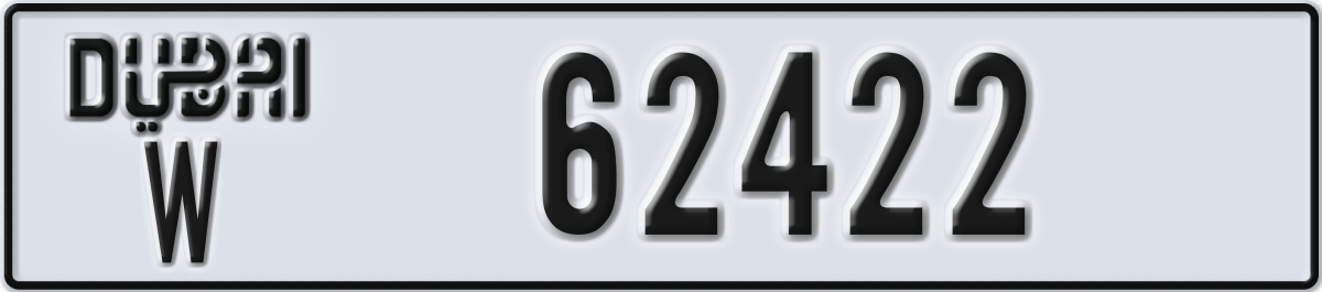 dubai License Plate Number 62422 Code W
