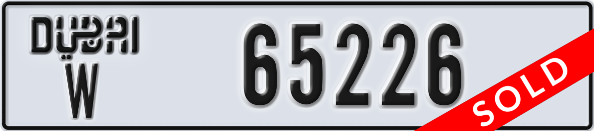 dubai License Plate Number 65226 Code W