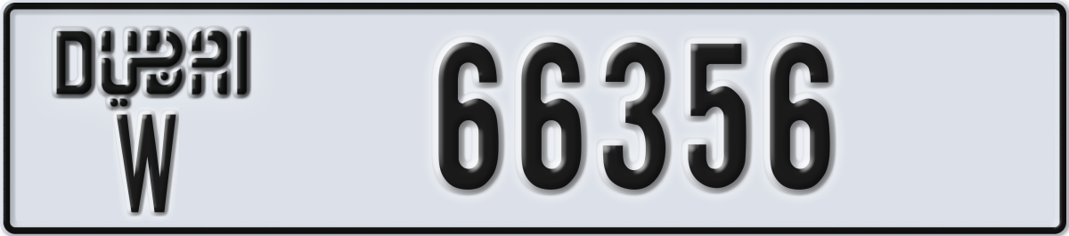 dubai License Plate Number 66356 Code W