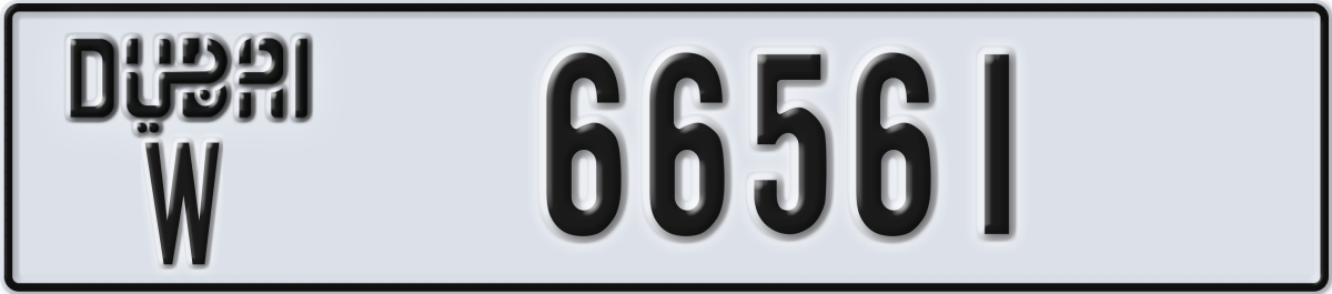 dubai License Plate Number 66561 Code W
