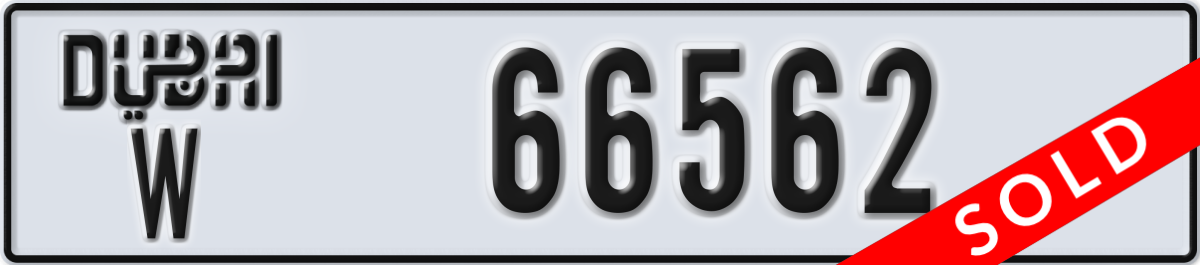 dubai License Plate Number 66562 Code W