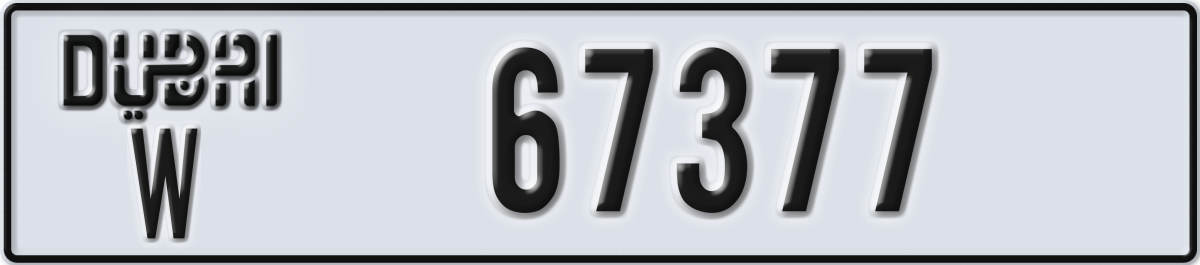 dubai License Plate Number 67377 Code W