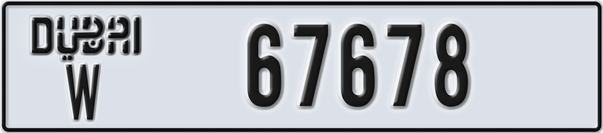 dubai License Plate Number 67678 Code W