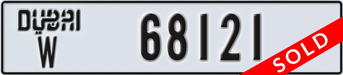 dubai License Plate Number 68121 Code W