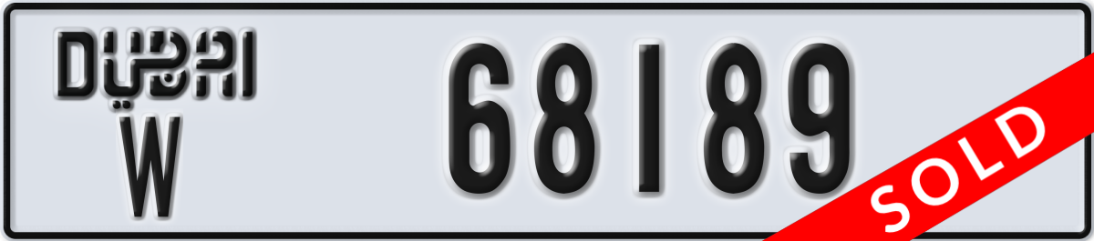 dubai License Plate Number 68189 Code W