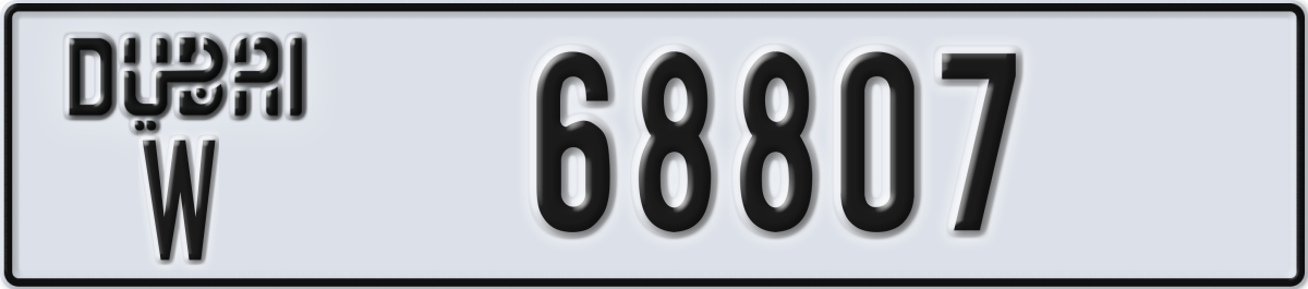 dubai License Plate Number 68807 Code W