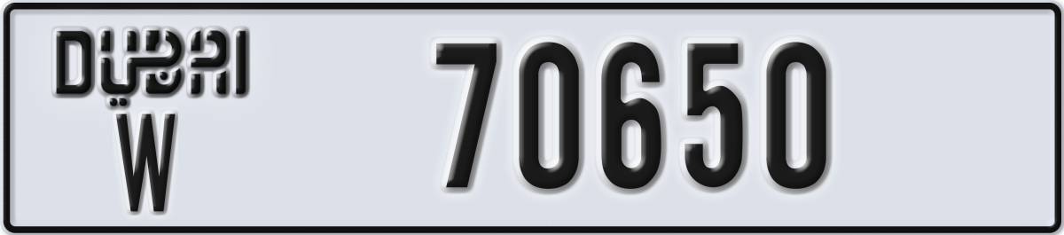 dubai License Plate Number 70650 Code W