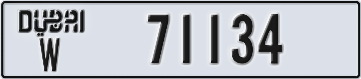 dubai License Plate Number 71134 Code W