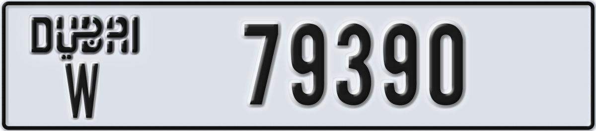 dubai License Plate Number 79390 Code W