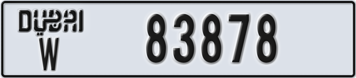 dubai License Plate Number 83878 Code W