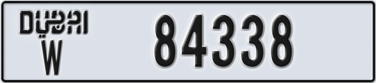 dubai License Plate Number 84338 Code W