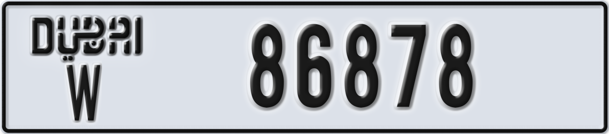 dubai License Plate Number 86878 Code W