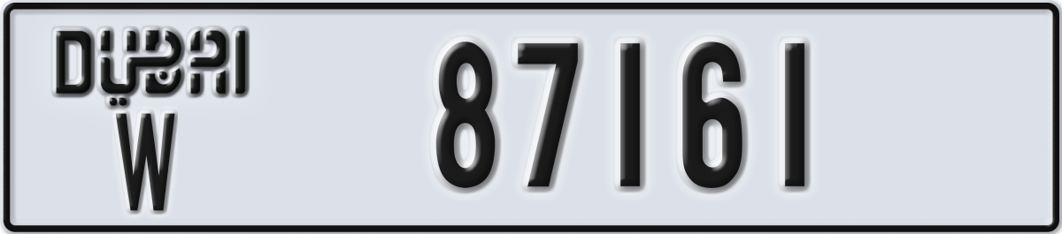dubai License Plate Number 87161 Code W