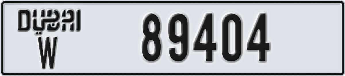 dubai License Plate Number 89404 Code W
