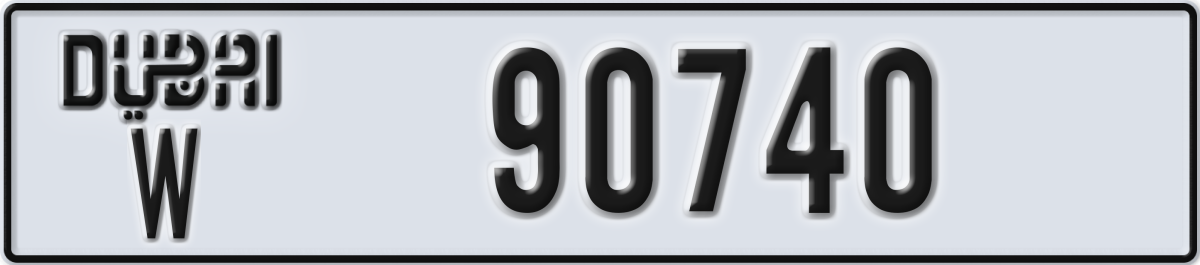 dubai License Plate Number 90740 Code W