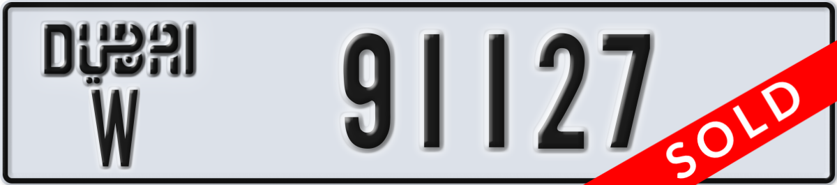 dubai License Plate Number 91127 Code W