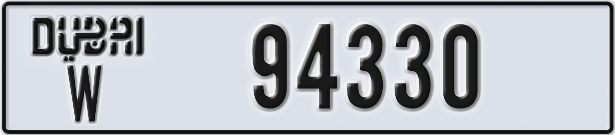 dubai License Plate Number 94330 Code W
