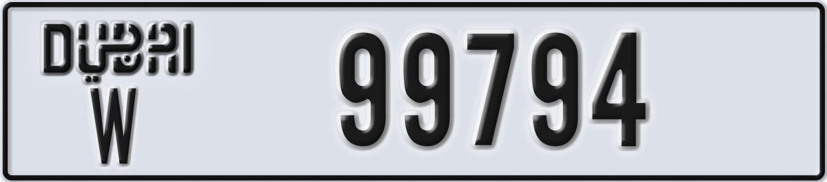 dubai License Plate Number 99794 Code W