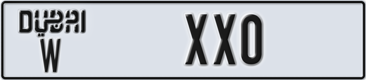 dubai License Plate Number XX0 Code W