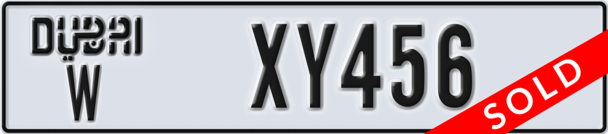 dubai License Plate Number XY456 Code W