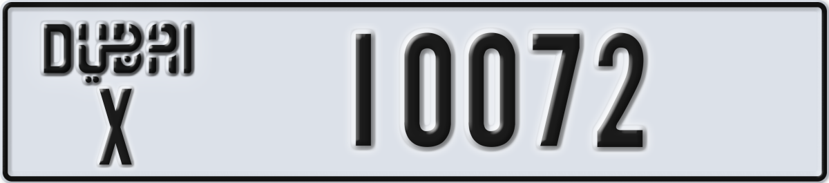 dubai License Plate Number 10072 Code X