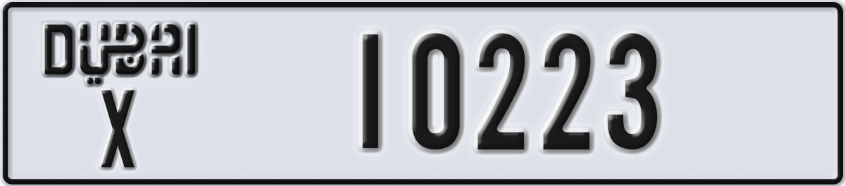 dubai License Plate Number 10223 Code X