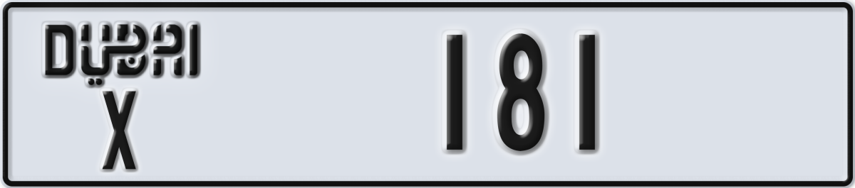 dubai License Plate Number 181 Code X
