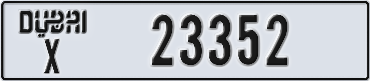 dubai License Plate Number 23352 Code X