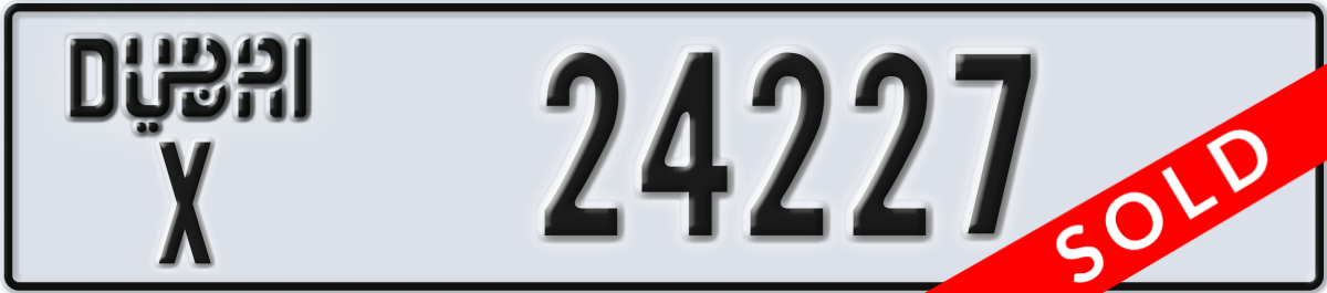 dubai License Plate Number 24227 Code X