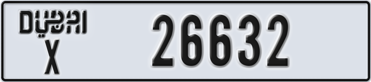 dubai License Plate Number 26632 Code X