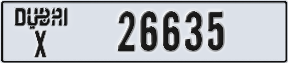 dubai License Plate Number 26635 Code X