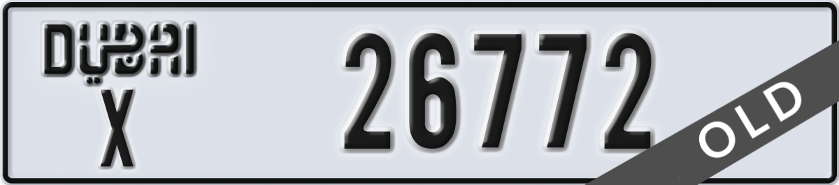 dubai License Plate Number 26772 Code X