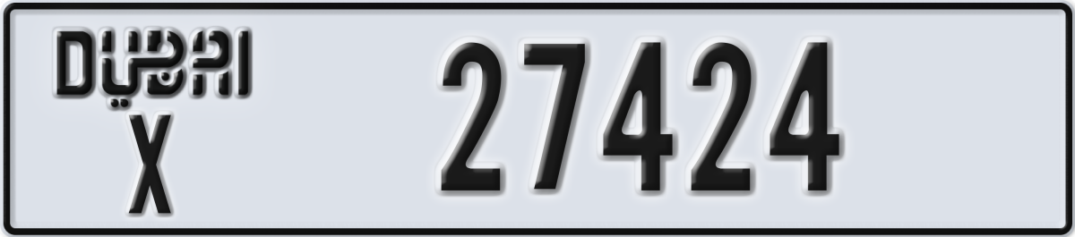 dubai License Plate Number 27424 Code X