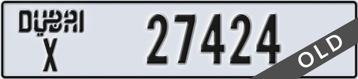 dubai License Plate Number 27424 Code X