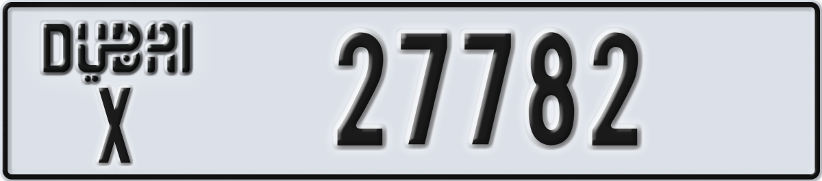 dubai License Plate Number 27782 Code X