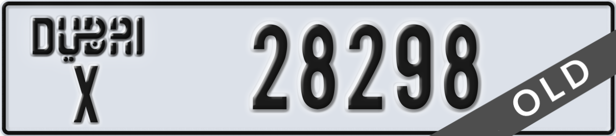 dubai License Plate Number 28298 Code X