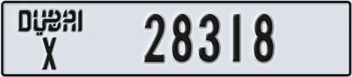 dubai License Plate Number 28318 Code X