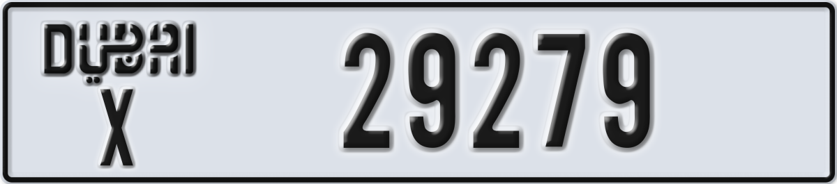 dubai License Plate Number 29279 Code X