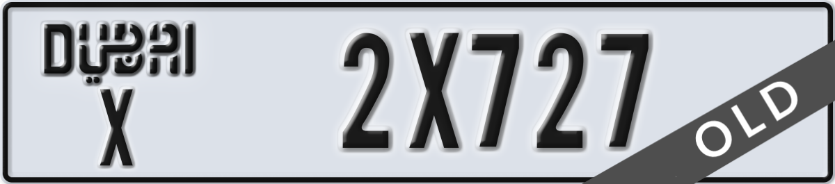 dubai License Plate Number 2X727 Code X