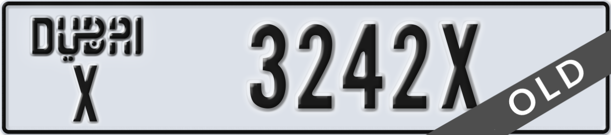 dubai License Plate Number 3242X Code X