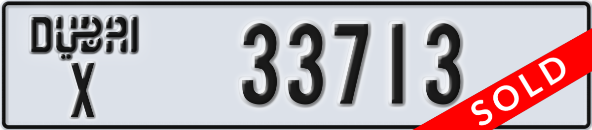 dubai License Plate Number 33713 Code X