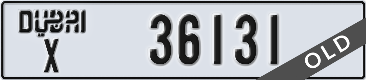 dubai License Plate Number 36131 Code X