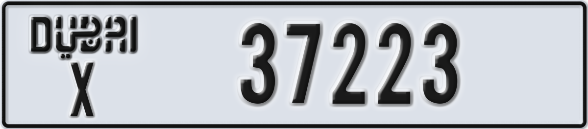dubai License Plate Number 37223 Code X