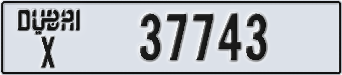 dubai License Plate Number 37743 Code X