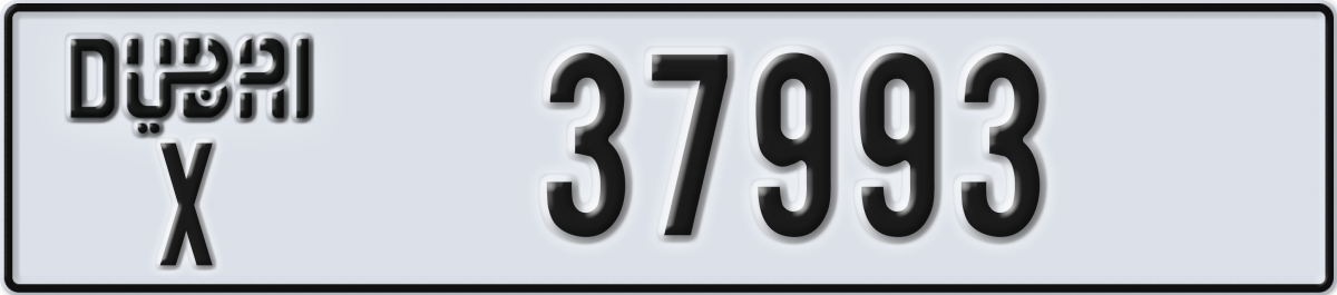 dubai License Plate Number 37993 Code X