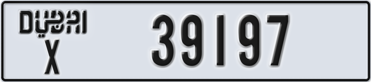 dubai License Plate Number 39197 Code X